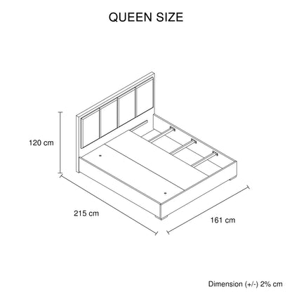 Queen 4 Pcs Bedroom Suite with Dresser Fabric Upholstery MDF Combination of Black & Cement Colour