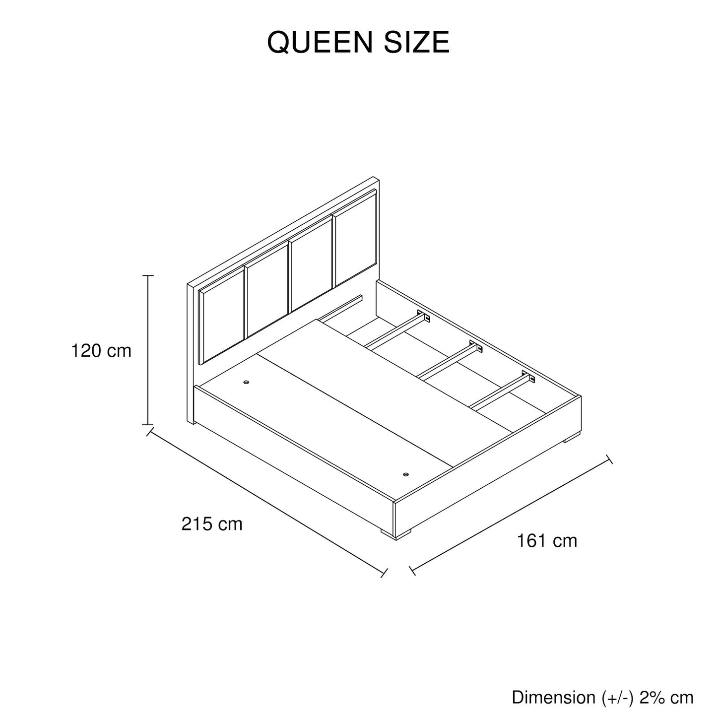 Queen 5 Pcs Bedroom Suite Fabric Upholstery MDF Combination of Black & Cement Colour