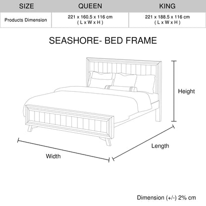 4 Pieces Bedroom Suite Queen Size Silver Brush in Acacia Wood Construction Bed, Bedside Table & Tallboy
