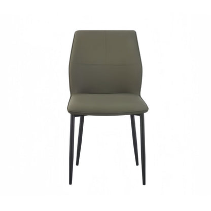 6x Dining Chair Brown Faux Leather Upholstered Seat Powder Coated Iron Legs