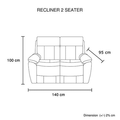 2 Seater Top Grain Leather Electric Recliner Sofa