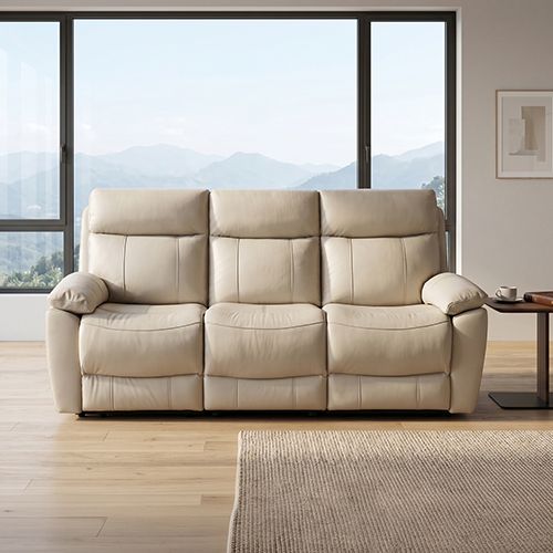 3 Seater Top Grain Leather Electric Recliner Sofa
