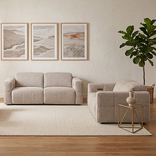 Multiple Seater Fabric Power Recliner with Power Headrest & Zero-Wall Design