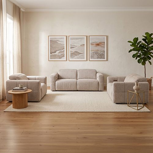 Multiple Seater Fabric Power Recliner with Power Headrest & Zero-Wall Design