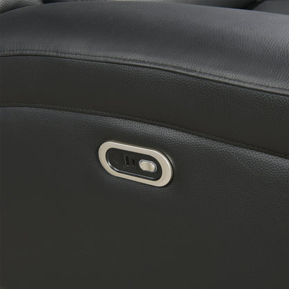 3-2 Seater Electric Leather/PVC Black Recliner Set