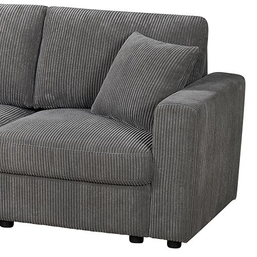 5-Piece Grey Modular Corduroy Sofa with Storage Chaise
