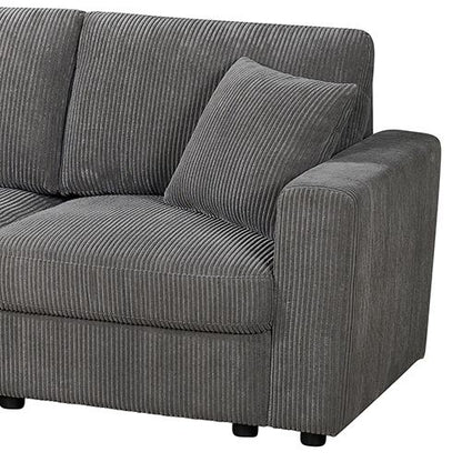 5-Piece Grey Modular Corduroy Sofa with Storage Chaise