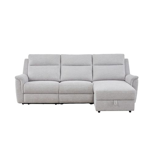 Fabric Electric Recliner Grey Chaise Sofa with Storage