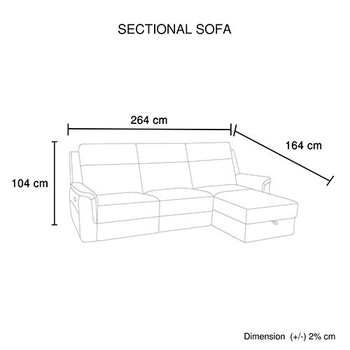 Fabric Electric Recliner Grey Chaise Sofa with Storage