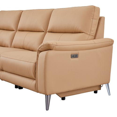 Top Grain Leather Electric Recliner Chaise Sofa with Storage