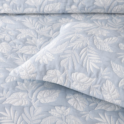 Bianca Laurieton Blue Jacquard Botanical Bedspread Set King