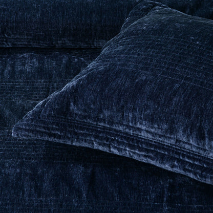 Bianca Cyrano Indigo Soft Velvet Polyester Quilted Coverlet Set Single/Double