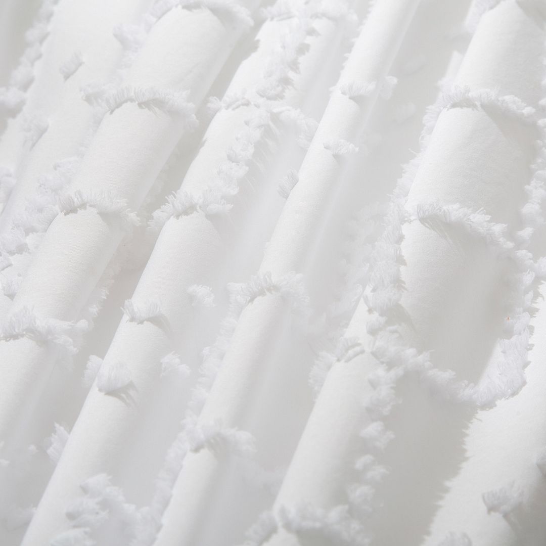 Tufted Boho Embroidery Quilt/Doona/Duvet Cover Set - White - King Size