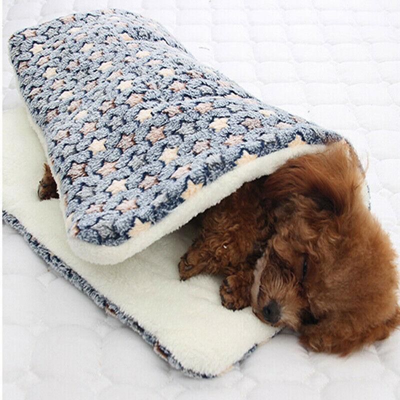 S Size Puppy Dog Cat Cushion Mattress Blanket Bed Soft Warm Pet Pad Winter Kennel House - Blue Whitestar