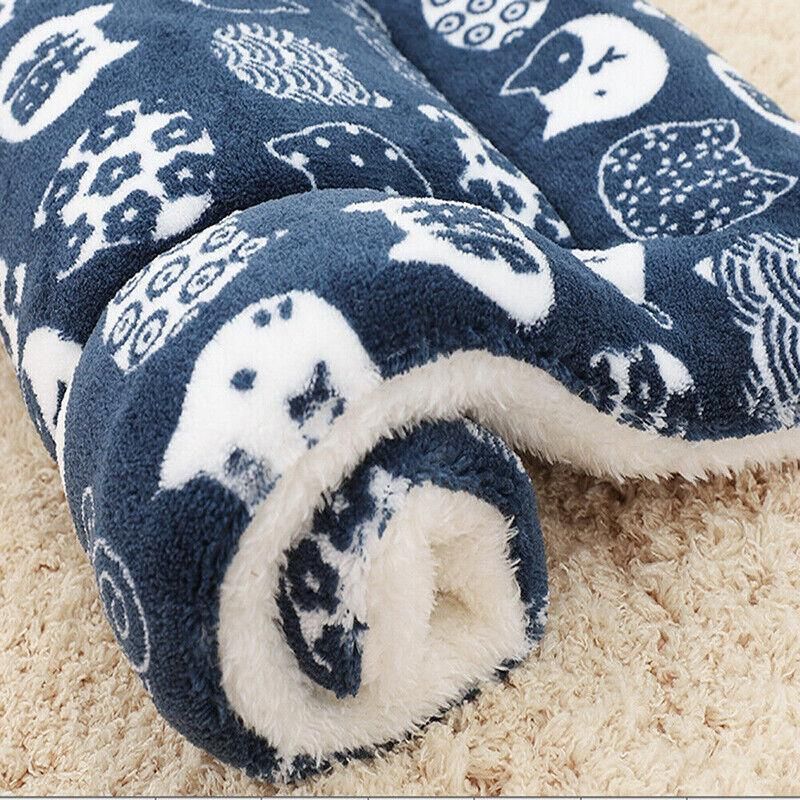 S Size Puppy Dog Cat Cushion Mattress Blanket Bed Soft Warm Pet Pad Winter Kennel House - Blue Whitestar