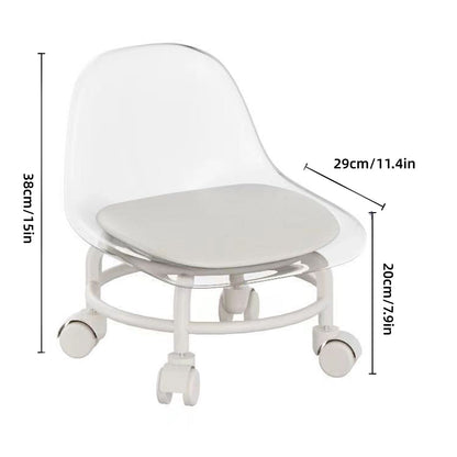 Stool with Universal Wheels Pulley Short Stool with Backrest Comfortable Seat - Pink