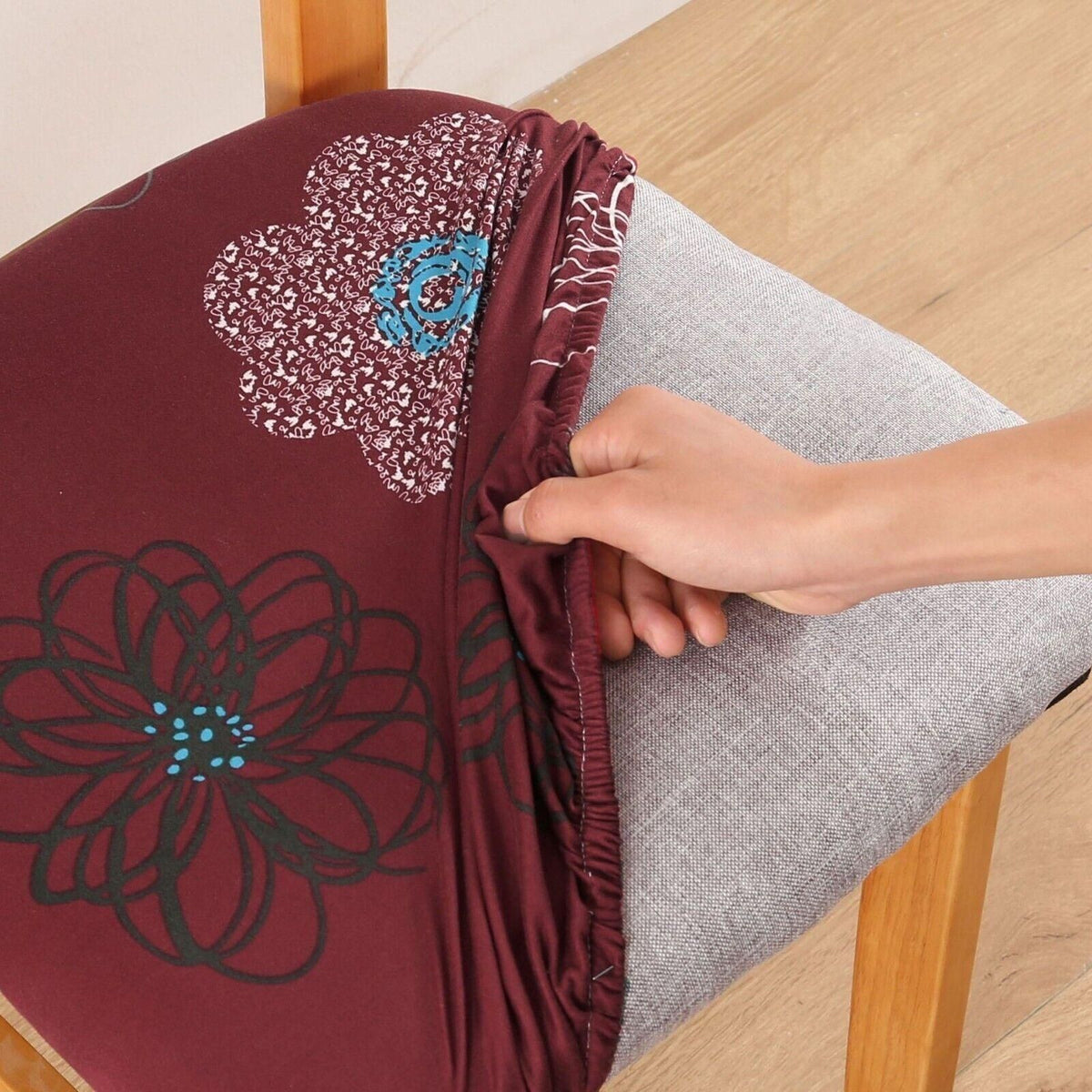 Stretch Dining Chair Seat Covers Removable Seat Cushion Slipcovers Protector - I