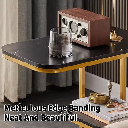Modern Living Room Side Table 2 Tier Rounded Corners Easy Clean