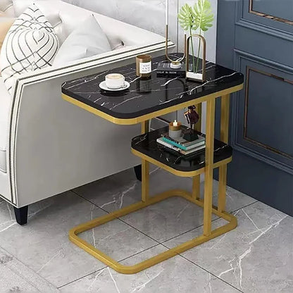 Modern Living Room Side Table 2 Tier Rounded Corners Easy Clean