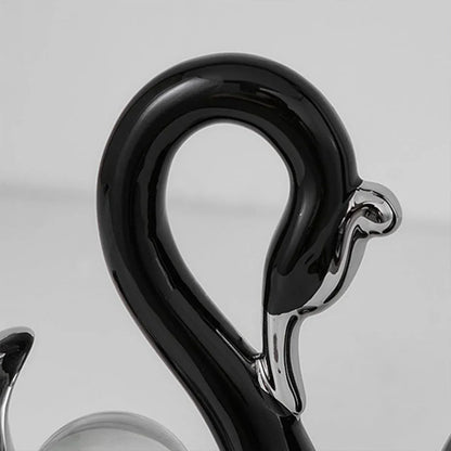 Swan Ceramic Tabletop Ornament Set Home Decor Figurine Gift Room Decoration Art - Black