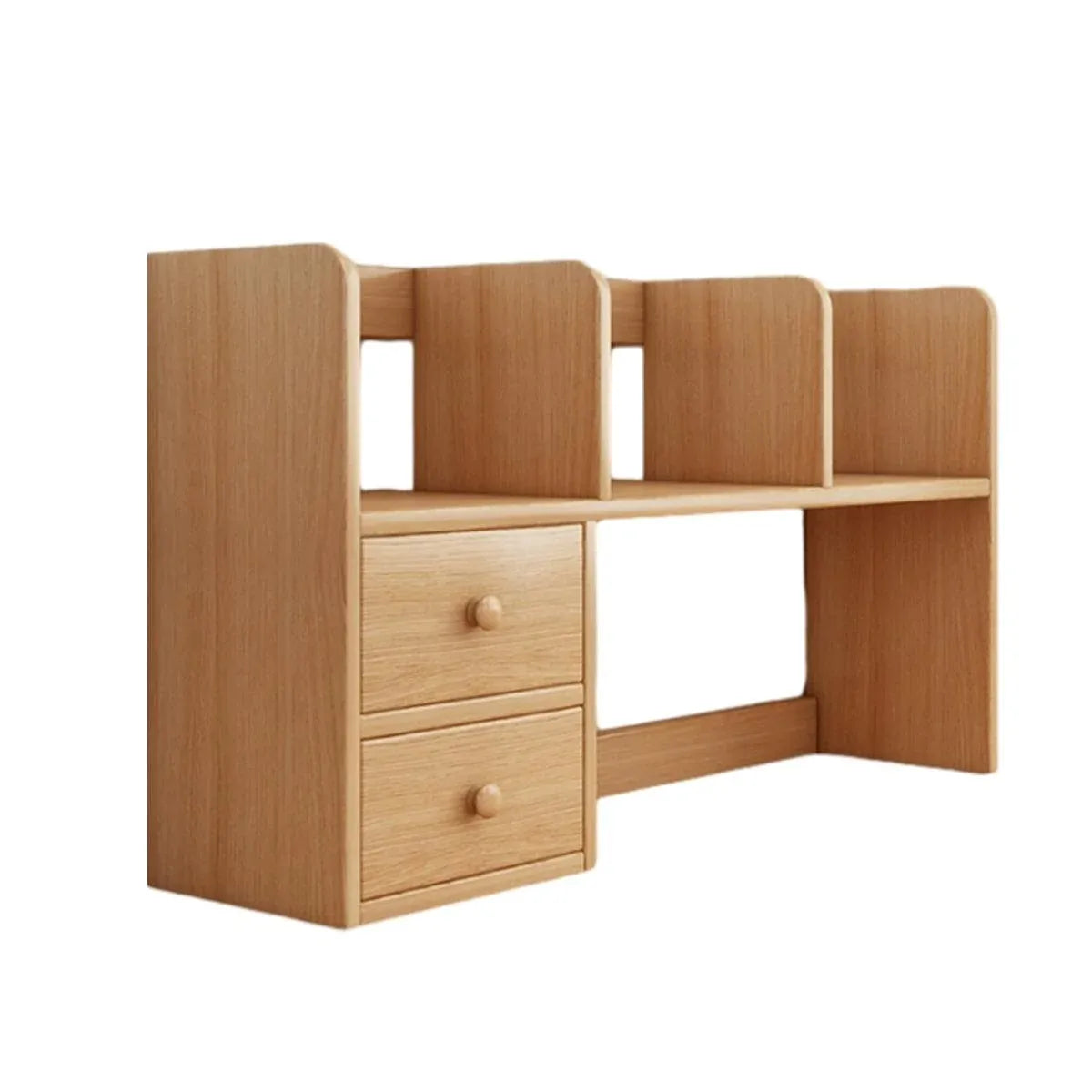 Natural-Finish Desktop Shelf with Two Drawers - 1 Piece
