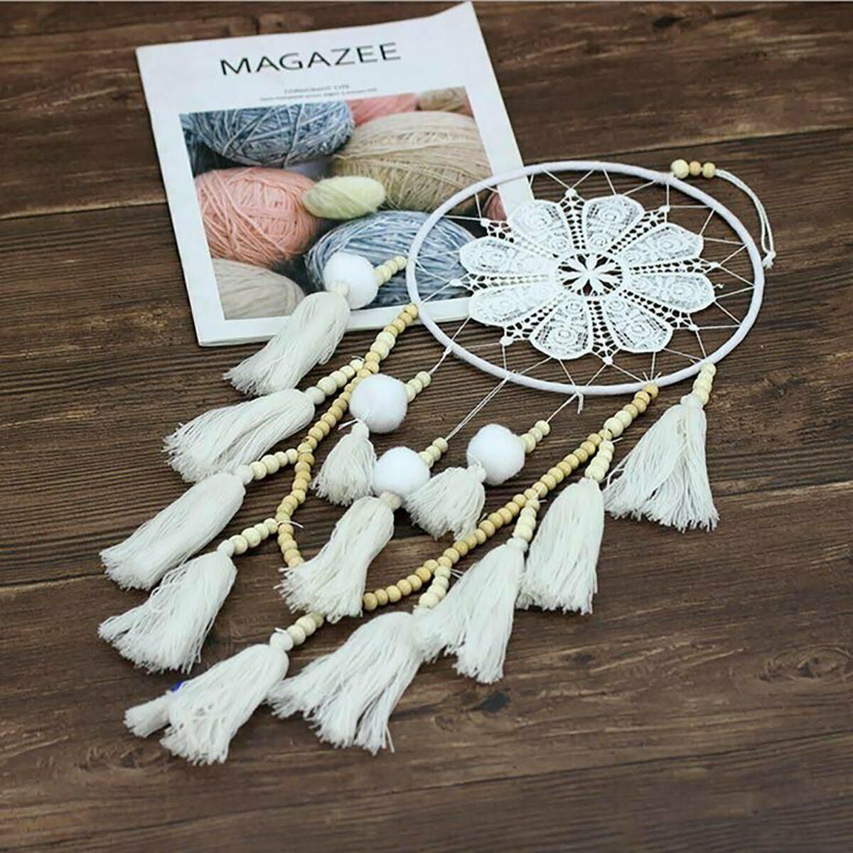 Handmade Dream Catcher Natural Macrame Hairball Art Wall Hanging Room Home Decor