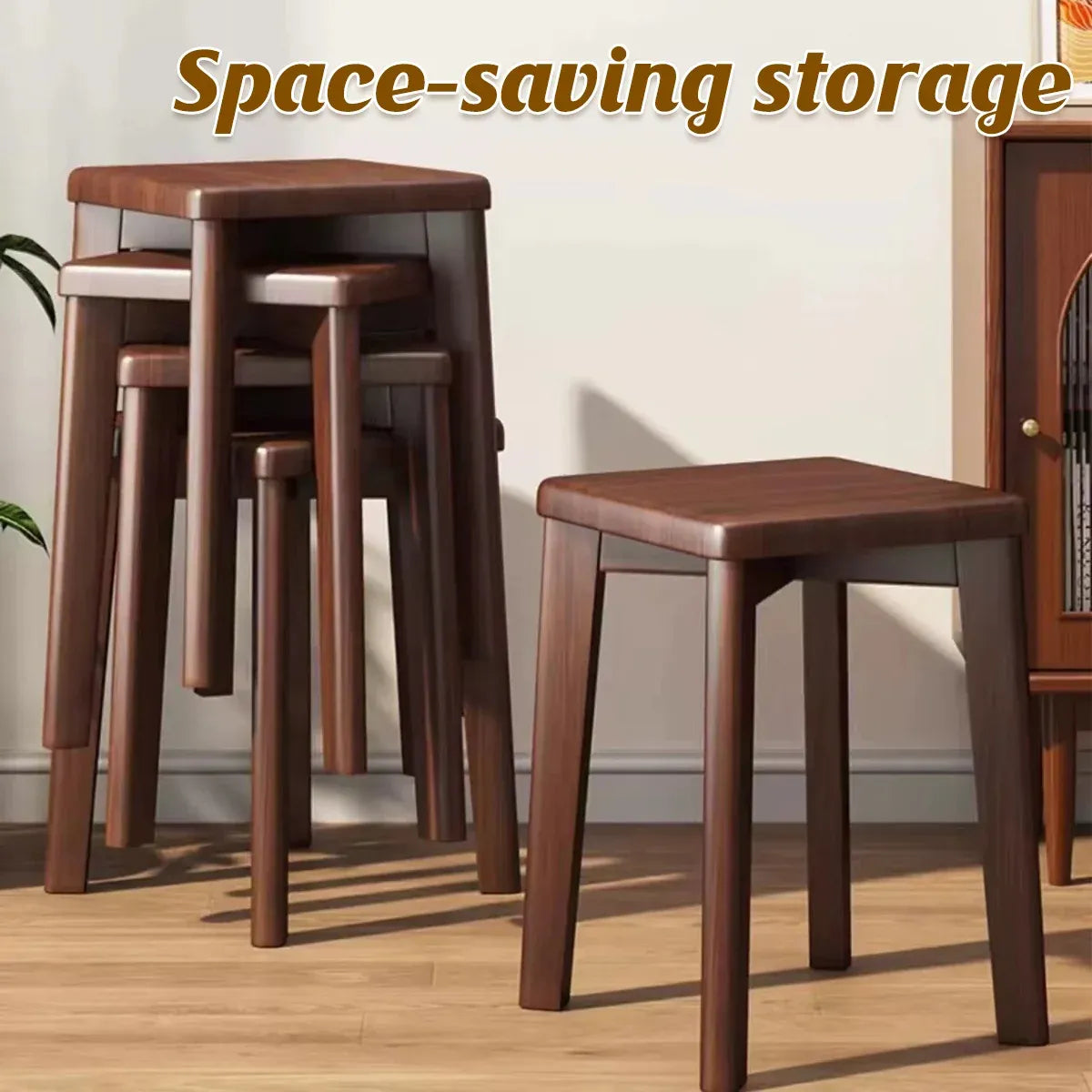 Wooden Square Bench Stool 30 x 30 x 43cm Rounded Design Garden Patio Home