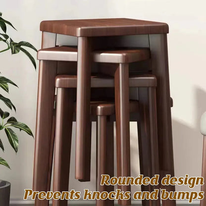 Wooden Square Bench Stool 30 x 30 x 43cm Rounded Design Garden Patio Home