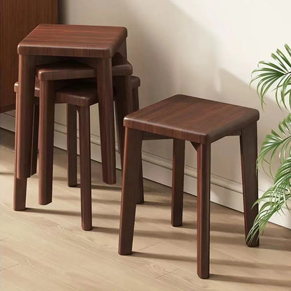 Wooden Square Bench Stool 30 x 30 x 43cm Rounded Design Garden Patio Home