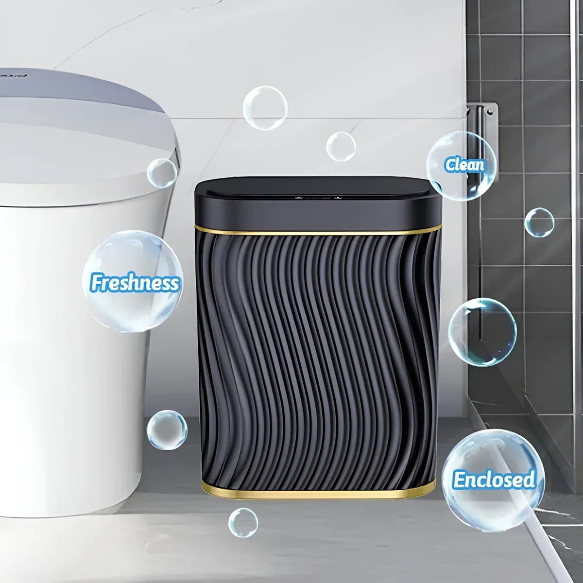 Sensor Trash Can 8L Narrow Black Smart Bin Touchless Bathroom Toilet Waste Bin