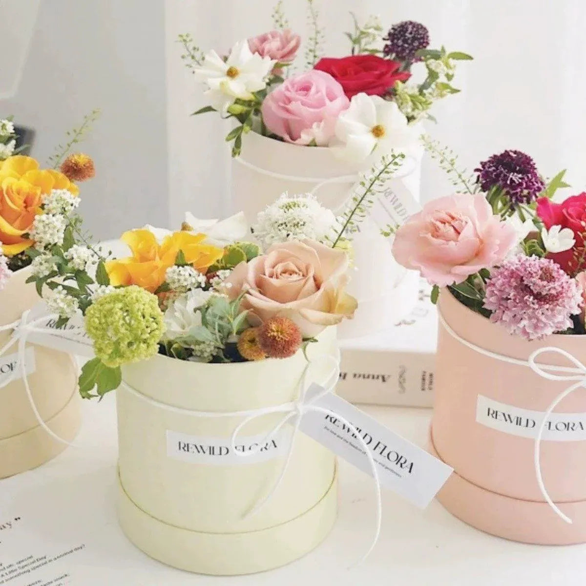 10pcs Clear Round Hug Bucket for Flower Arrangement Bouquet Packaging Supplies - Flower-Bucket-10pcs-Purple