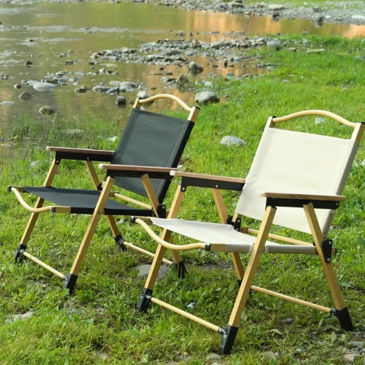 Outdoor Folding Chair Portable Camping Seat Compact Foldable Chair for Picnic - Khaki