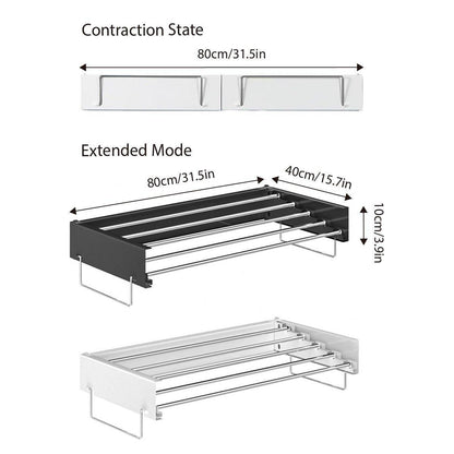 Foldable Wall Hanging Clothes Drying Rack Invisible Balcony Towel Laundry Rack - White
