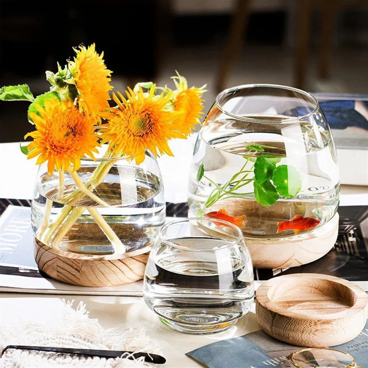 Japanese Style Small Glass Vases Fish Tank for Elegant Home Decor - S