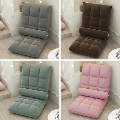Floor Lounge Sofa Bed Chair with Lumbar Pillow Folding Adjustable Cushion - Pink