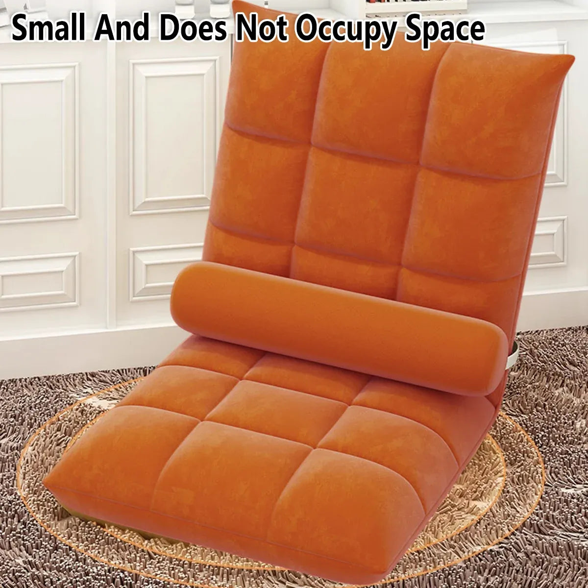 Floor Lounge Sofa Bed Chair with Lumbar Pillow Folding Adjustable Cushion - Pink