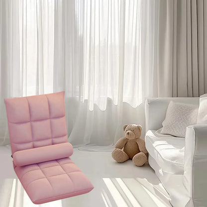 Floor Lounge Sofa Bed Chair with Lumbar Pillow Folding Adjustable Cushion - Pink
