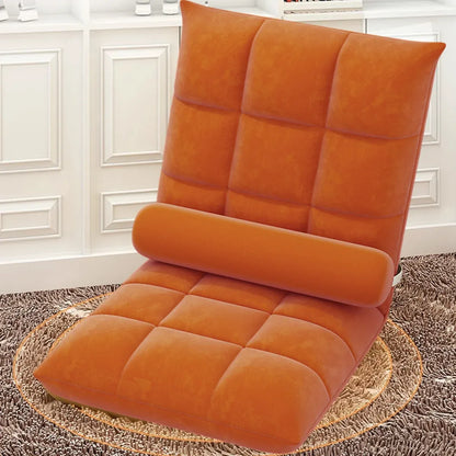 Floor Lounge Sofa Bed Chair with Lumbar Pillow Folding Adjustable Cushion - Pink