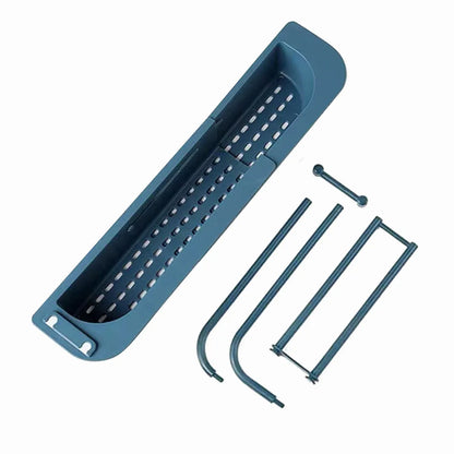 Telescopic Sink Rack Holder Expandable Storage Drain Basket Home Kitchen Kit - Grey