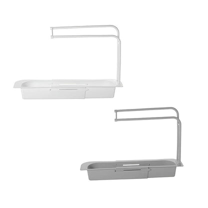 Telescopic Sink Rack Holder Expandable Storage Drain Basket Home Kitchen Kit - Grey