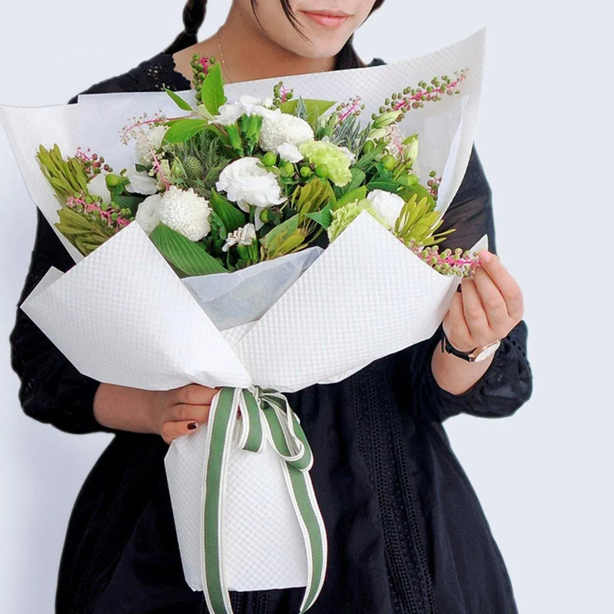 Embossed Paper Convex Flower Wrapping Paper for Floral Shop and Flower Wrapping - White