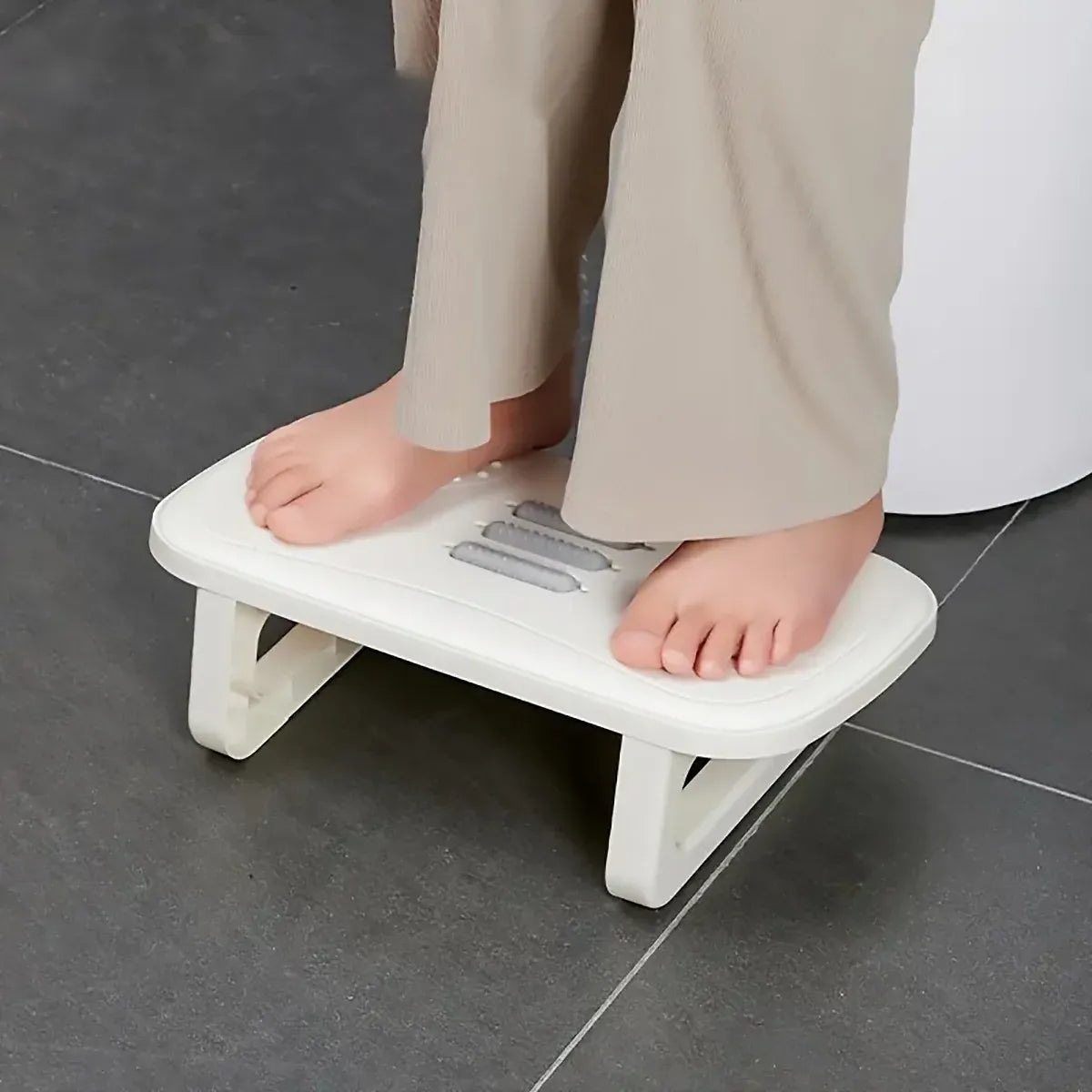 Ergonomic Office Footrest Adjustable Under Desk Stool Anti Fatigue Foot Support - Khaki