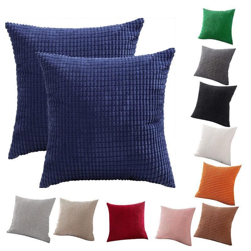 45X45 Plain Solid Colour Cushion Cover Decorative Pillow Case Home Multicoloured - Brown