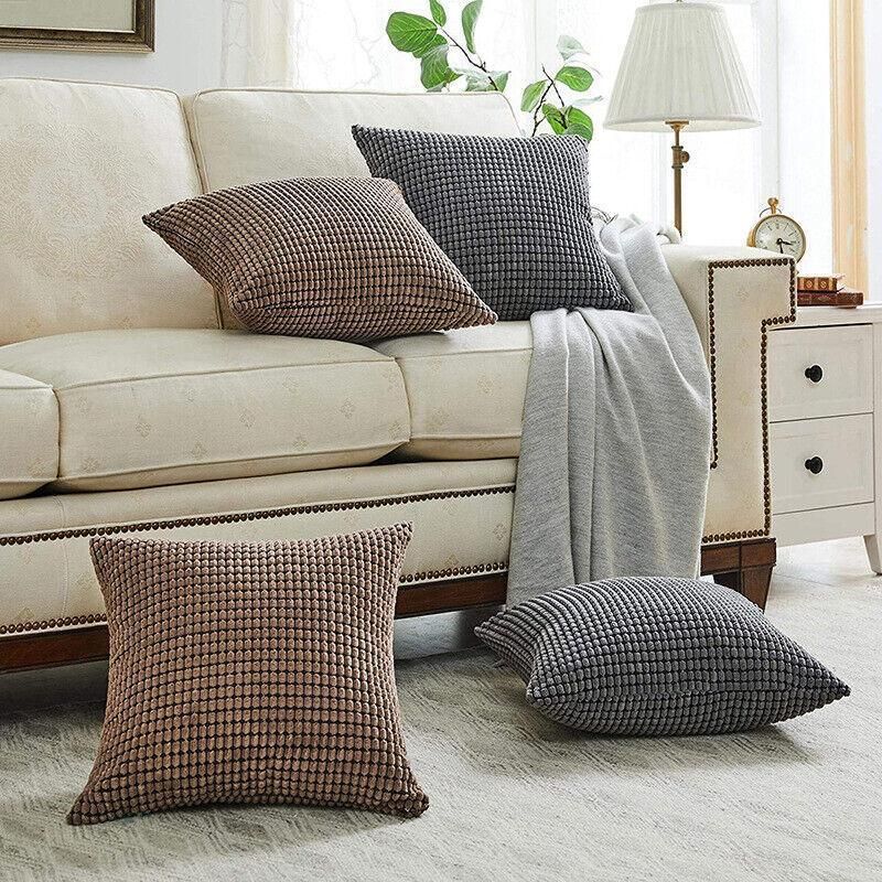 45X45 Plain Solid Colour Cushion Cover Decorative Pillow Case Home Multicoloured - Brown