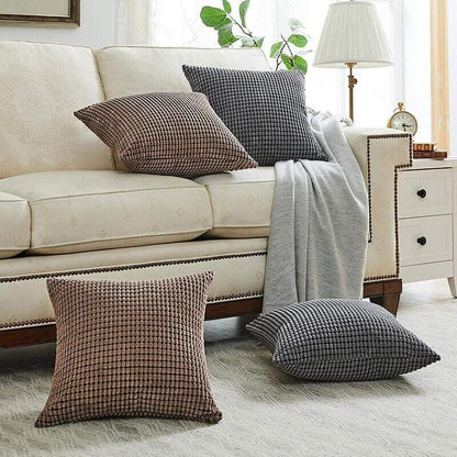 45X45 Plain Solid Colour Cushion Cover Decorative Pillow Case Home Multicoloured - Brown