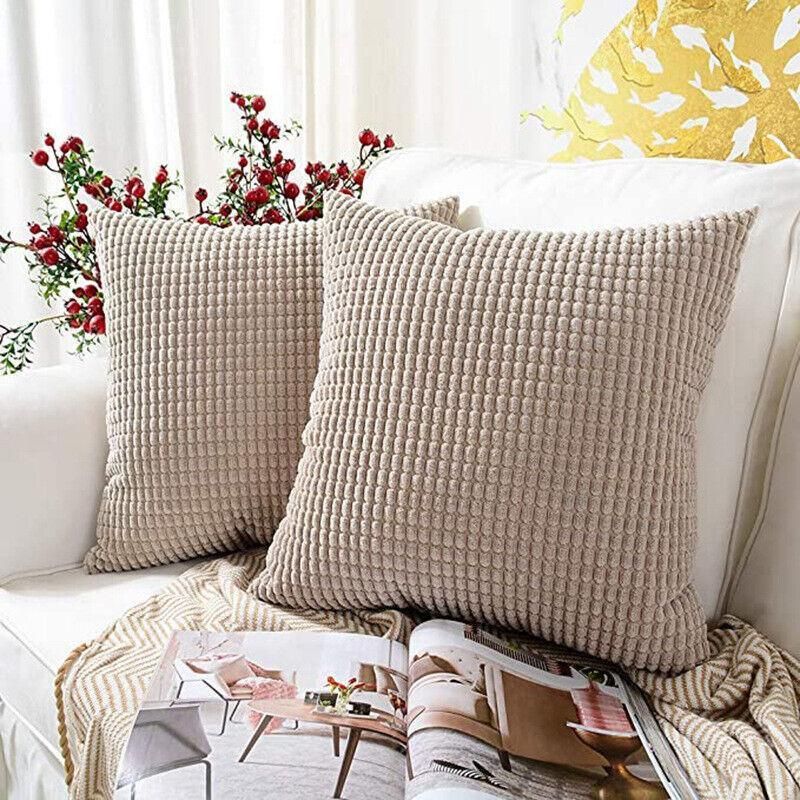 45X45 Plain Solid Colour Cushion Cover Decorative Pillow Case Home Multicoloured - Coffee