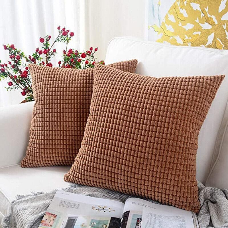 45X45 Plain Solid Colour Cushion Cover Decorative Pillow Case Home Multicoloured - Coffee