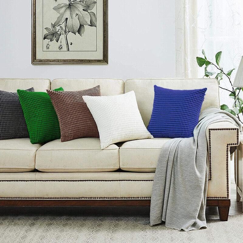 45X45 Plain Solid Colour Cushion Cover Decorative Pillow Case Home Multicoloured - Coffee
