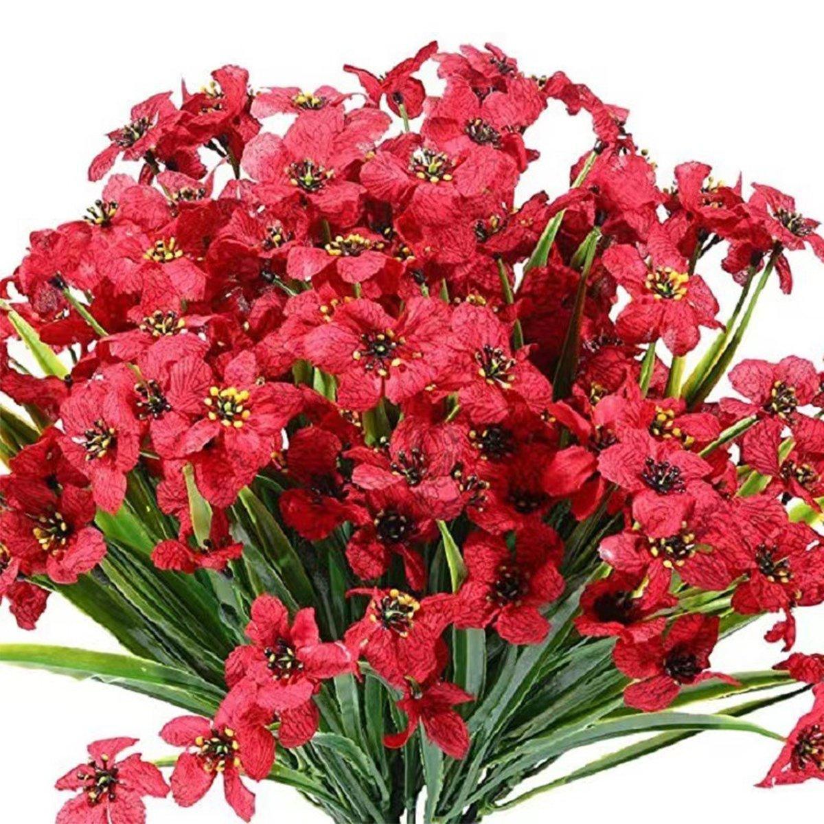 12pcs Artificial Flowers Set for Home Decor Wedding Party Fake Floral Decor - Blue