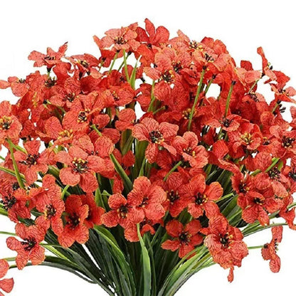 12pcs Artificial Flowers Set for Home Decor Wedding Party Fake Floral Decor - Orange